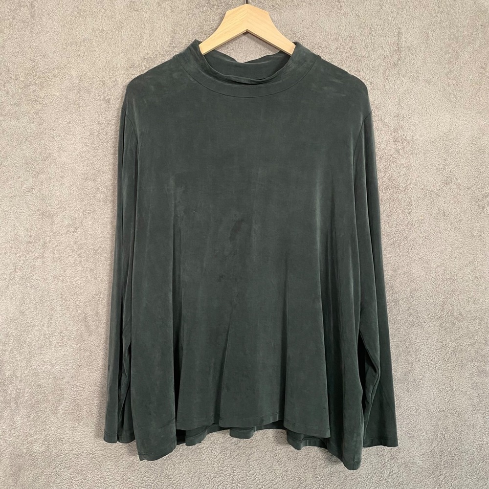 EILEEN FISHER Cupro Mock Neck Oversized Tunic Top XL Minimal Quiet Luxury